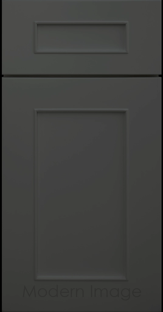 Chandler Shaker kitchen cabinet in Iron Ore color, showing the raised trim surrounding the center panel.